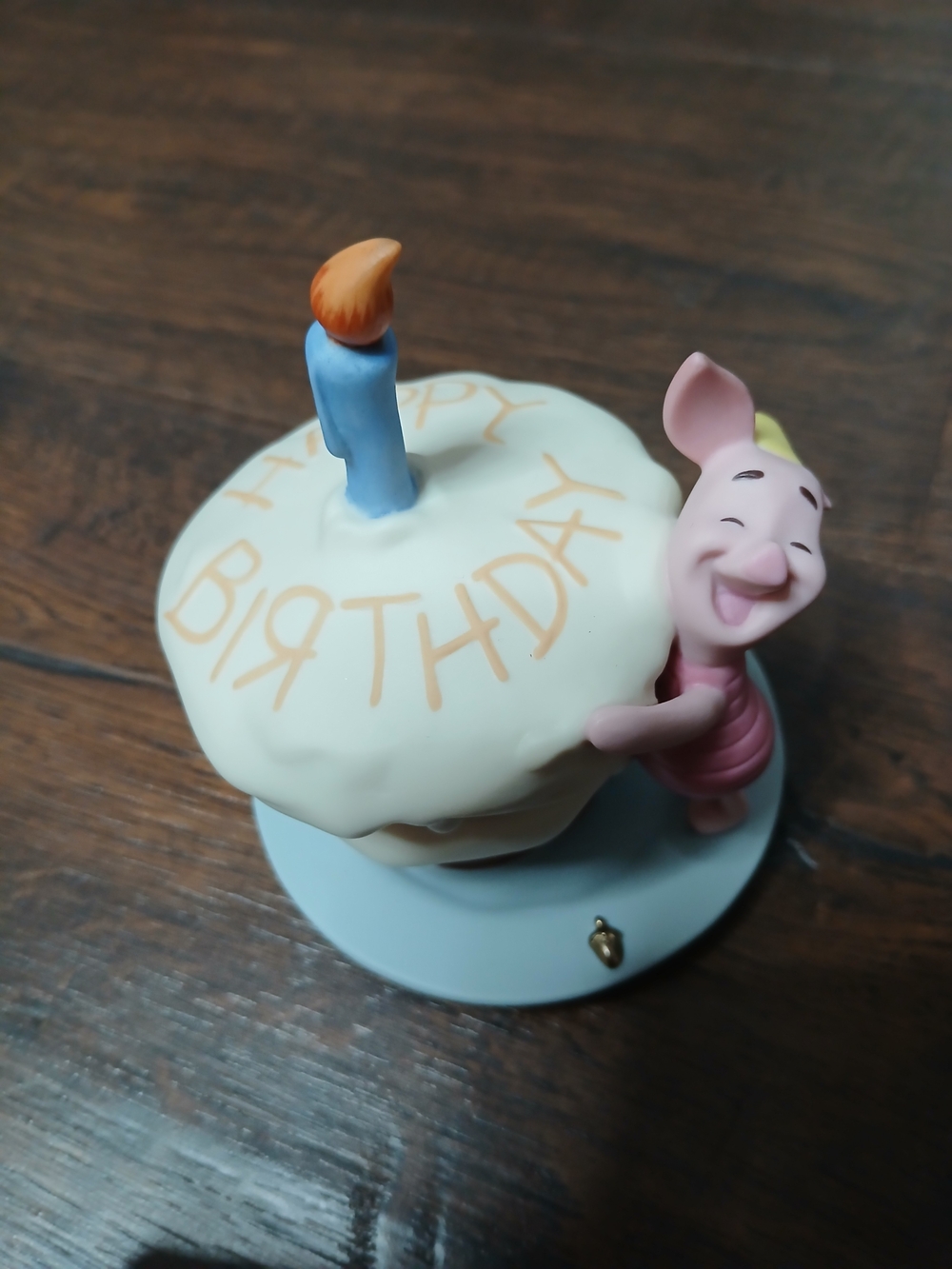 Disney Winnie the Pooh Piglet Happy Birthday Cake Figurine 3" Vintage